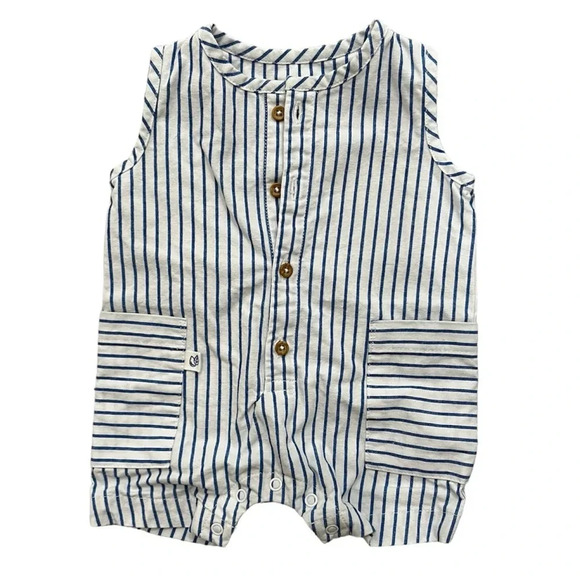 Oliver & Rain Newborn Striped Romper - Picture 1 of 6